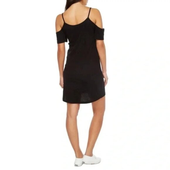 LNA Off The Shoulder Tee Dress T-shirt Mini Cut Out Open Shoulders Black Size XS - Picture 15 of 16